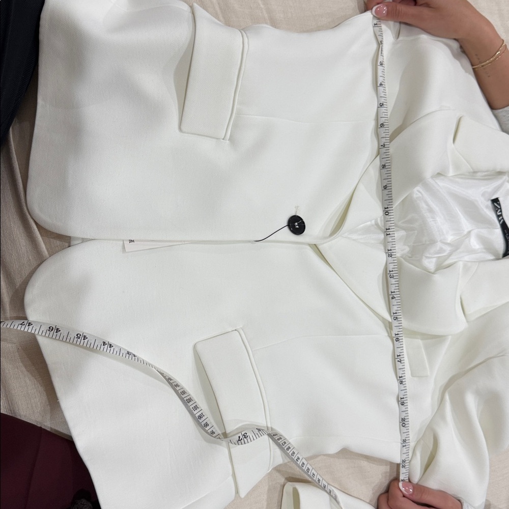 Zara White Single-Button Notch Lapel Blazer - Picture 4 of 4